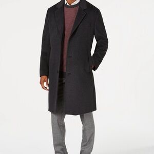 London Fog Charcoal Wool Overcoat for Men